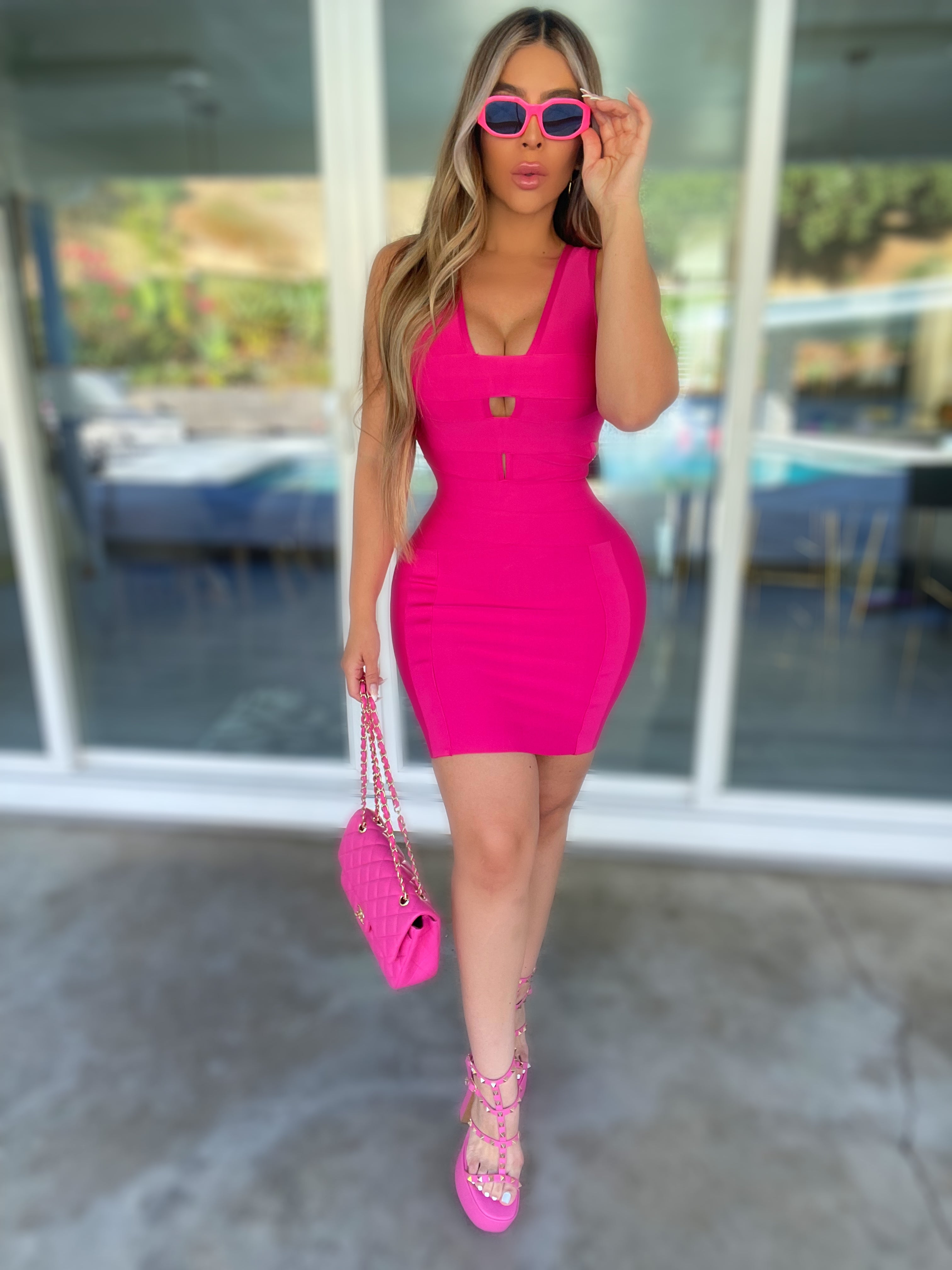 Dallas Bandage Dress (Pink ) Dallas Bandage Dress (Pink )